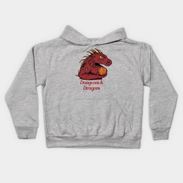 Ancient Dragon on a Roll Kids Hoodie by JaxRuan